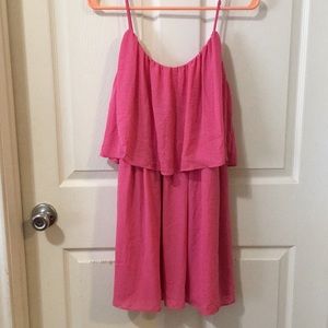 pink mini dress F21 contemporary